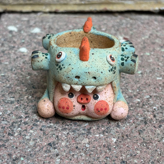 Dinosaur Piggy - Handmade Succulent Pot/Small